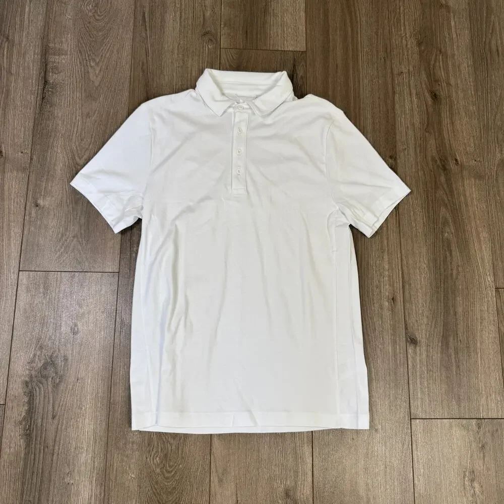 J.Crew Mens Performance Polo M White Coolmax Moisture Wicking Short Sleeve Knit
